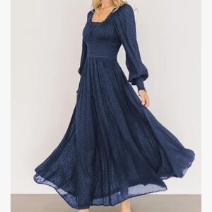 R. Vivimos Long Sleeve Maxi Dress Navy Blue